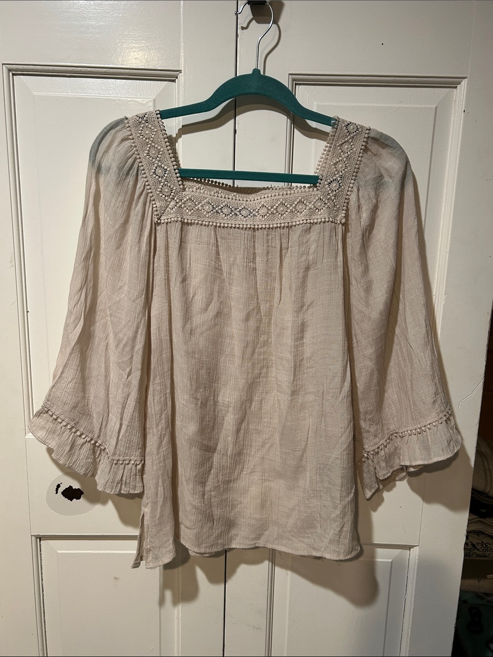 Zac & Rachel Cream Boho Square-Neck Blouse